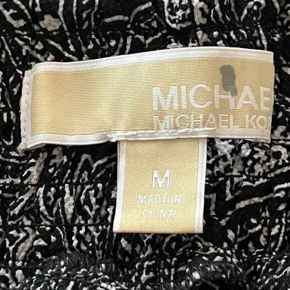 Michael Kors Blouse Womens Medium Black White Cold Shoulder Paisley Floral Print - Picture 8 of 15